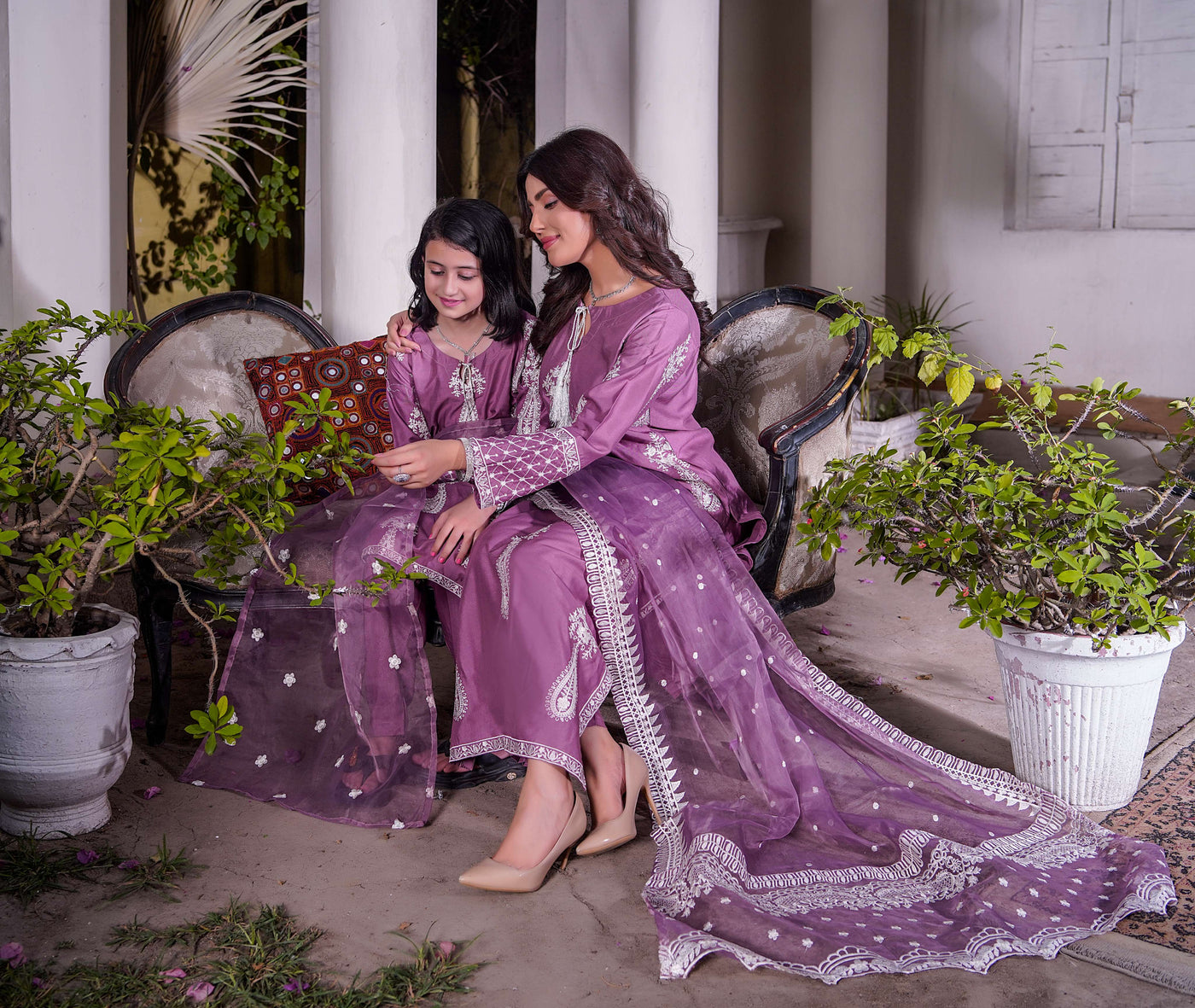HK299 - Pink - Readymade - Mummy n Me Linen Outfit 2025 - Memsaab Online