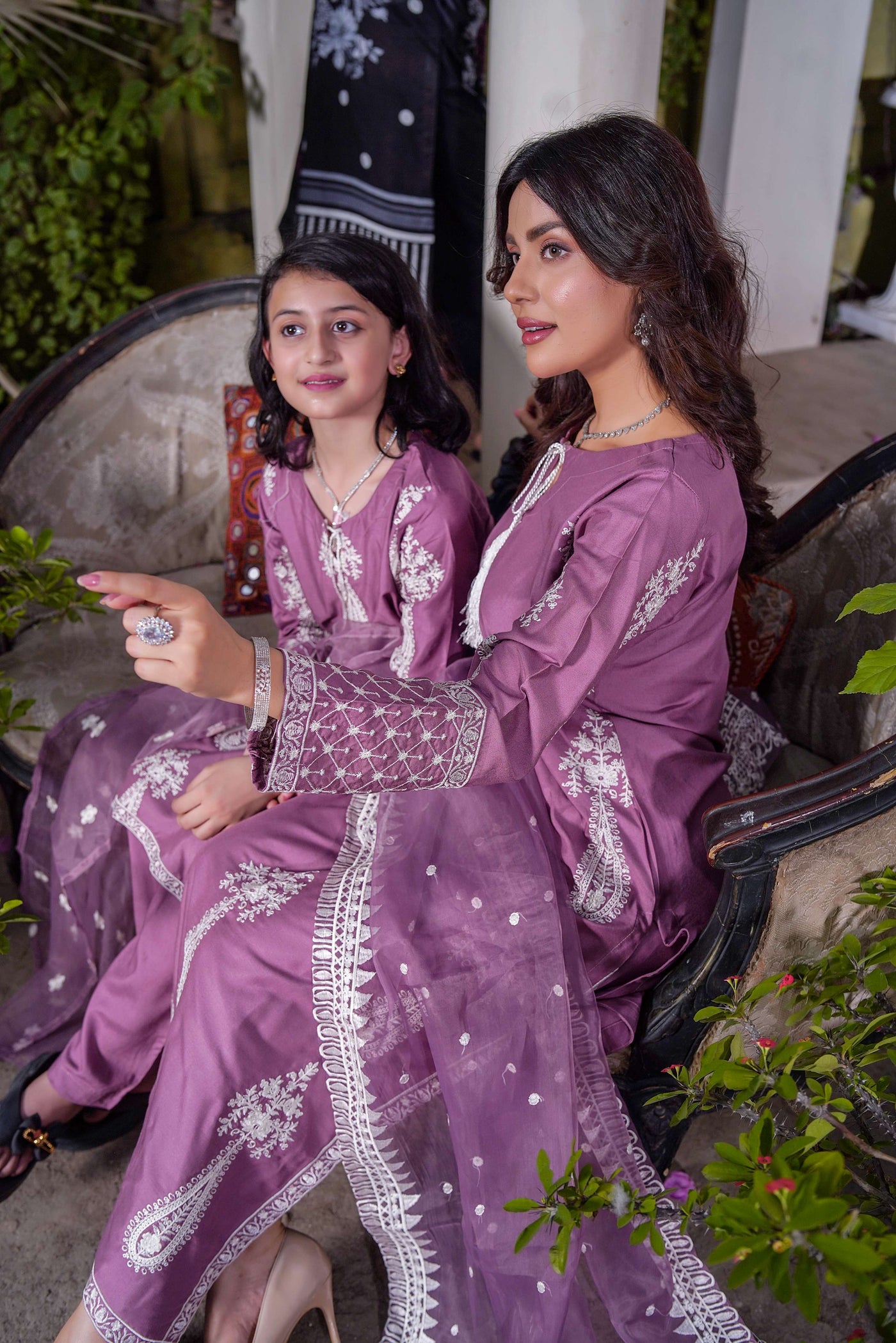 HK299 - Pink - Readymade - Mummy n Me Linen Outfit 2025 - Memsaab Online