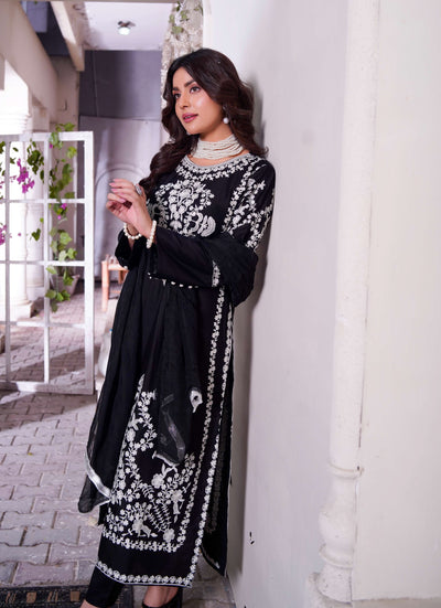 HK280 - Zareen - Black Mummy n Me Linen Outfit - Memsaab Online