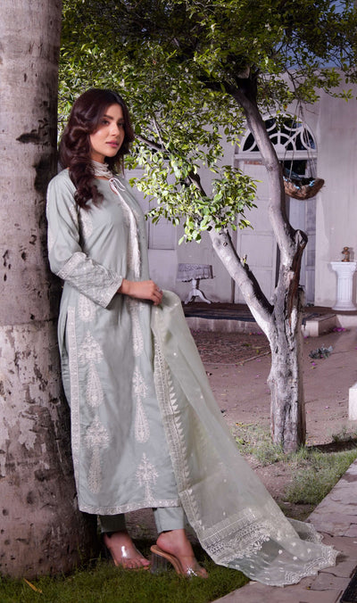 HK299 - Green - Readymade - Mummy n Me Linen Outfit 2025 - Memsaab Online