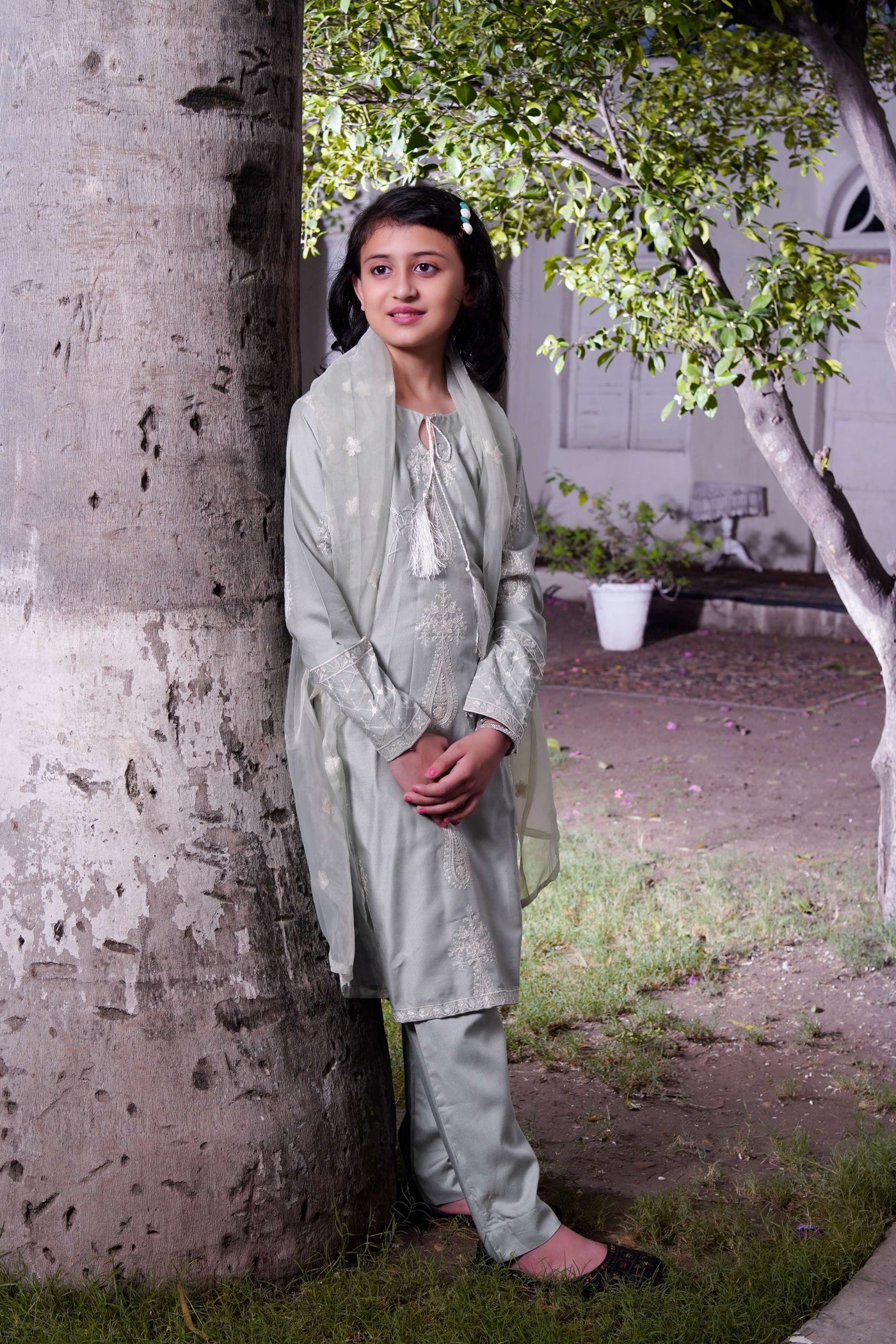HK299 - Green - Readymade - Mummy n Me Linen Outfit 2025 - Memsaab Online