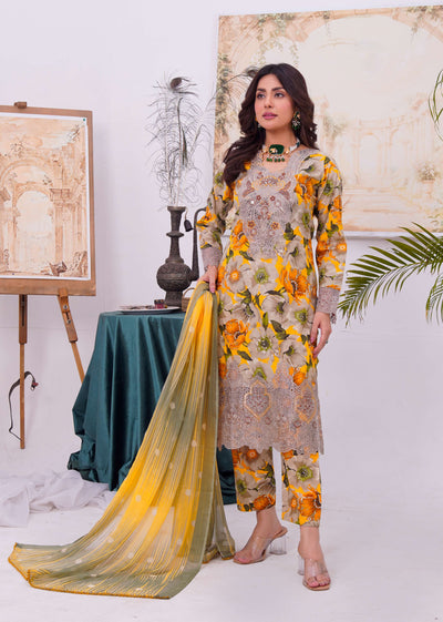 MDNA-03 - Skin Embroidered Lawn Outfit - Memsaab Online