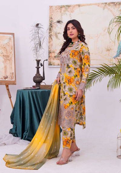 MDNA-03 - Skin Embroidered Lawn Outfit - Memsaab Online