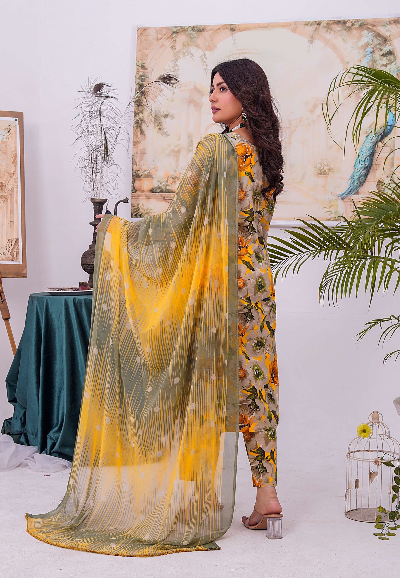 MDNA-03 - Skin Embroidered Lawn Outfit - Memsaab Online