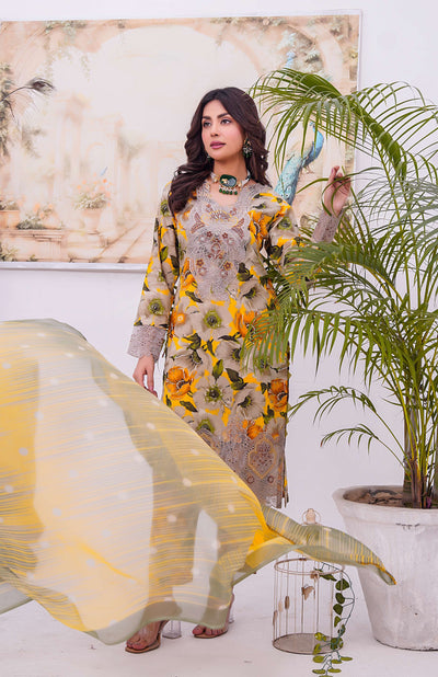 MDNA-03 - Skin Embroidered Lawn Outfit - Memsaab Online