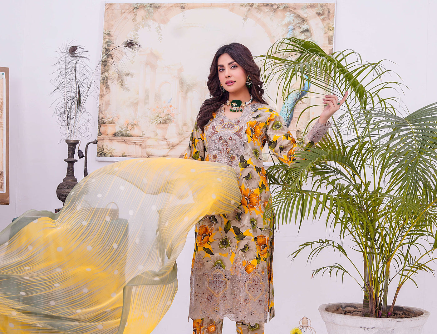 MDNA-03 - Skin Embroidered Lawn Outfit - Memsaab Online