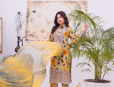MDNA-03 - Skin Embroidered Lawn Outfit - Memsaab Online