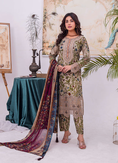 MDNA-05 - Grey Embroidered Lawn Outfit - Memsaab Online