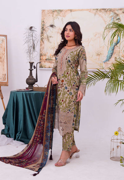 MDNA-05 - Grey Embroidered Lawn Outfit - Memsaab Online