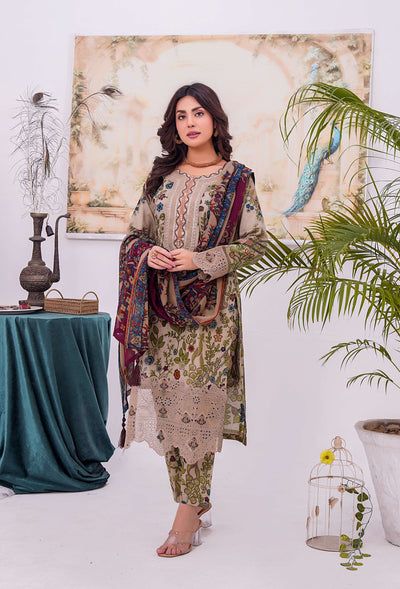 MDNA-05 - Grey Embroidered Lawn Outfit - Memsaab Online