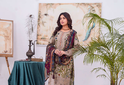 MDNA-05 - Grey Embroidered Lawn Outfit - Memsaab Online