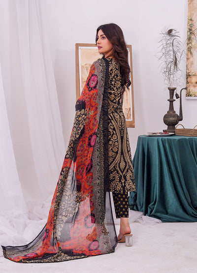 MDNA-06 - Black Embroidered Lawn Outfit - Memsaab Online