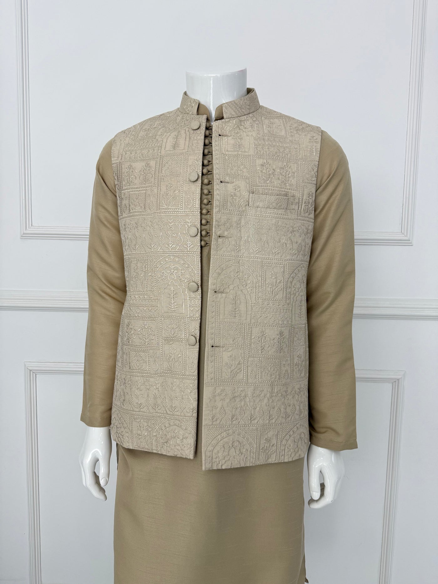 HKF101 Mens Beige Wedding Outfit - Memsaab Online