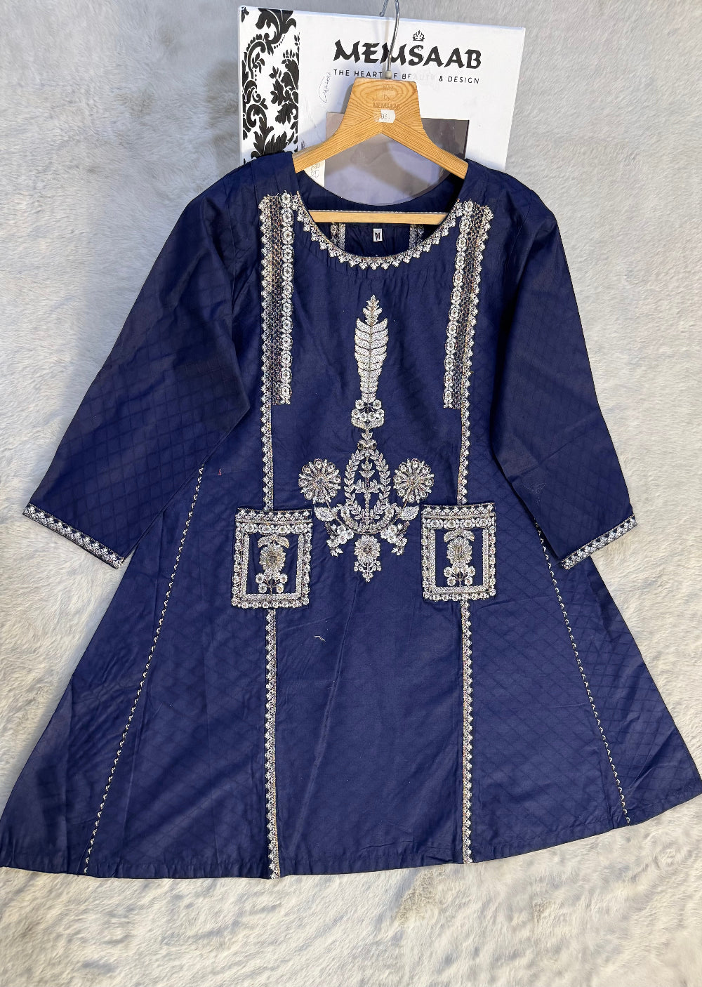 ASZ202 Blue Readymade Viscose Kurti - Memsaab Online