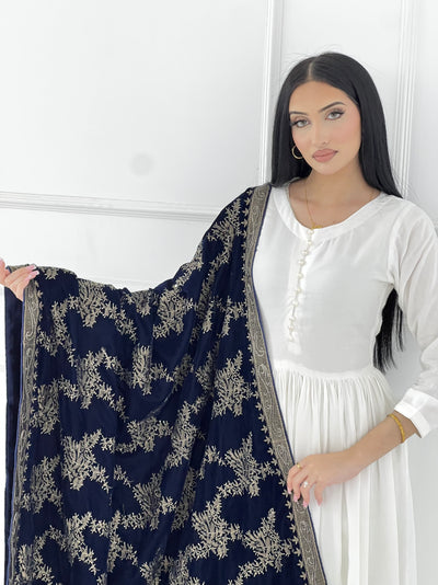 SMV102 Embroidered Velvet Shawl - Memsaab Online
