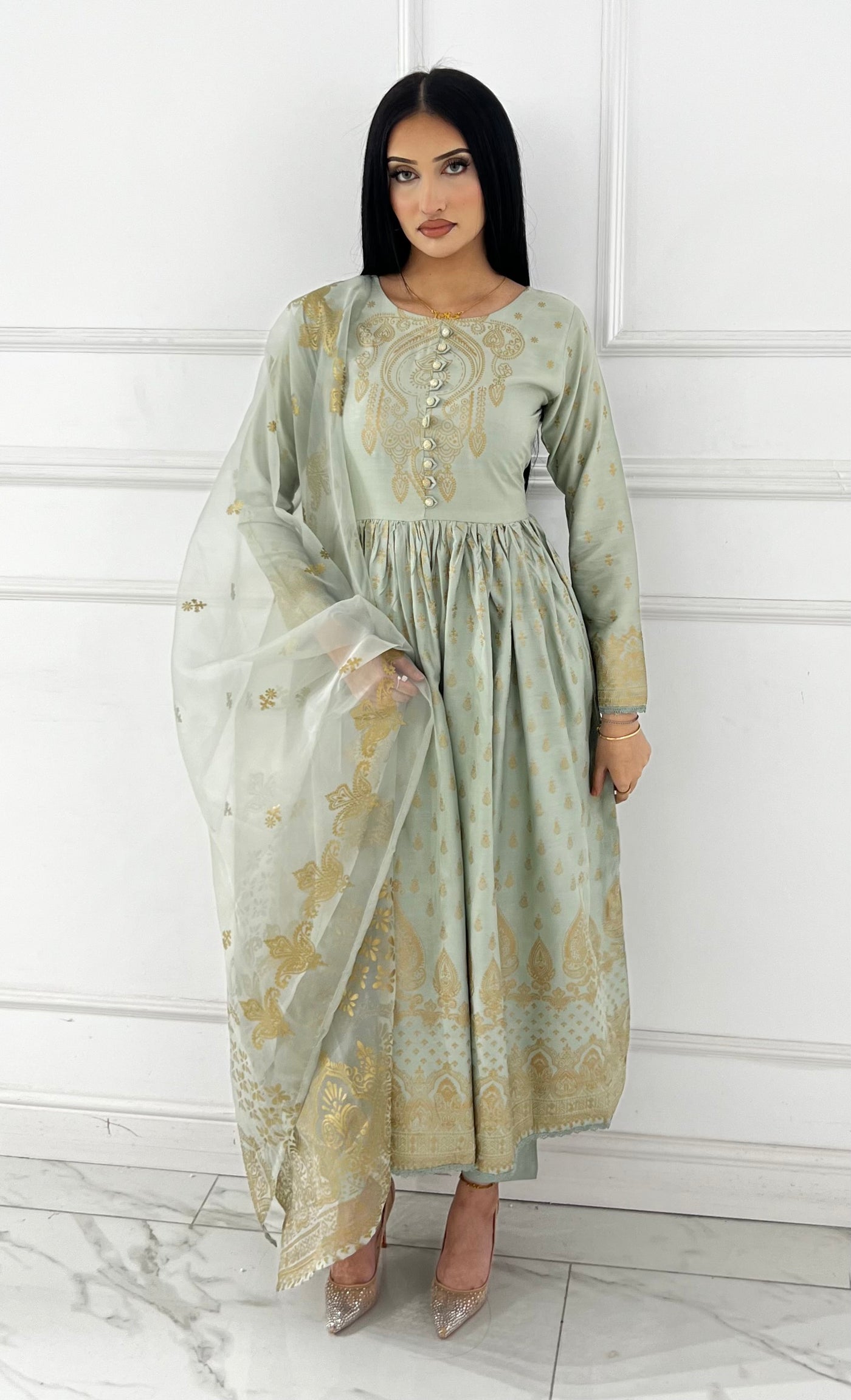 HK245 Gavinchi -Mint Readymade Mother & Daughter Dress - Memsaab Online