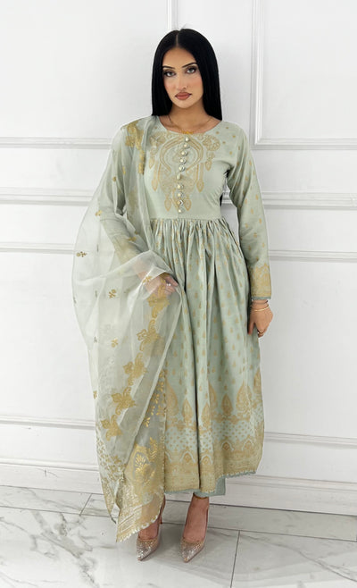 HK245 Gavinchi -Mint Readymade Mother & Daughter Dress - Memsaab Online
