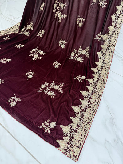 SMV103 Embroidered Velvet Shawl