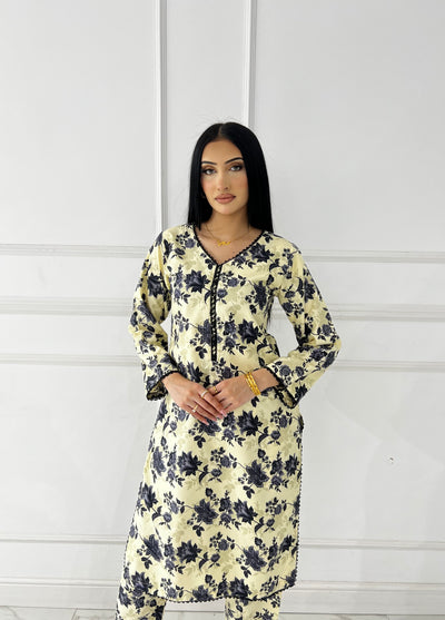 BUT-110 - Cream - S.Prints Printed Lawn Co-ords - Memsaab Online