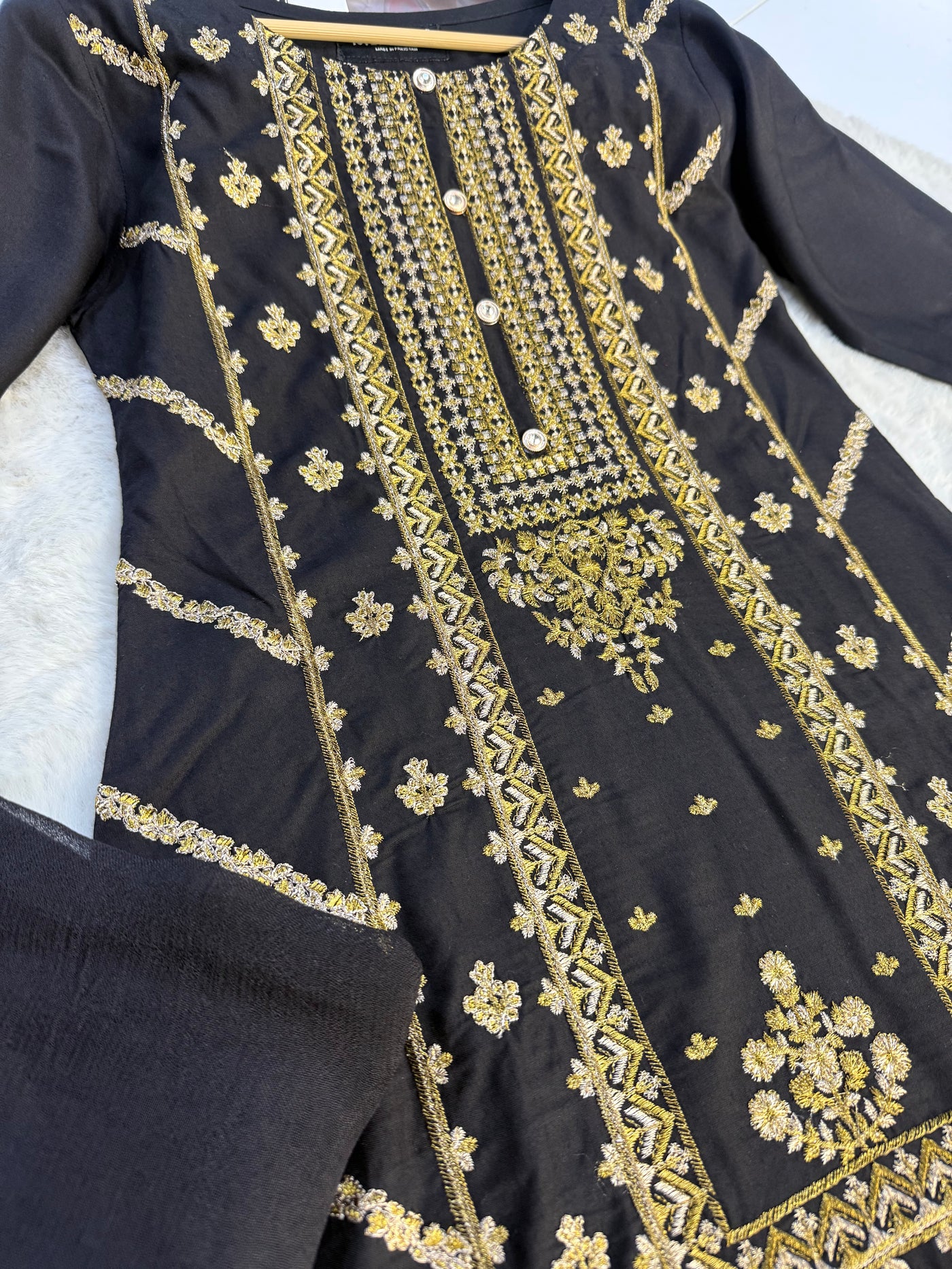 HK125 - Black - Readymade Linen Outfit - Memsaab Online
