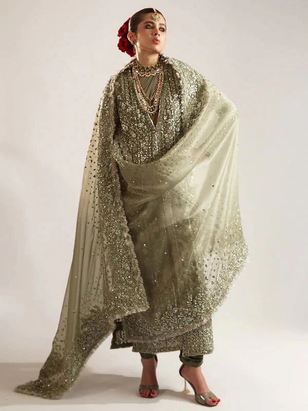HUSSAIN REHAR JADEITE - Unstitched organza Inspired Outfit - Memsaab Online