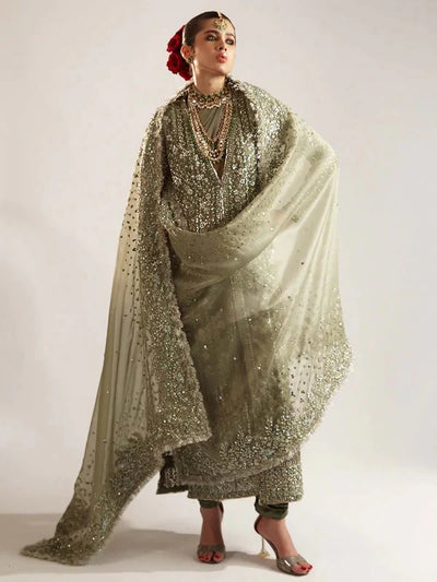 HUSSAIN REHAR JADEITE - Unstitched organza Inspired Outfit - Memsaab Online