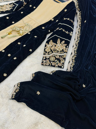 SRB911 Sasha - Jade Velvet Luxe by Sehrish B - Memsaab Online