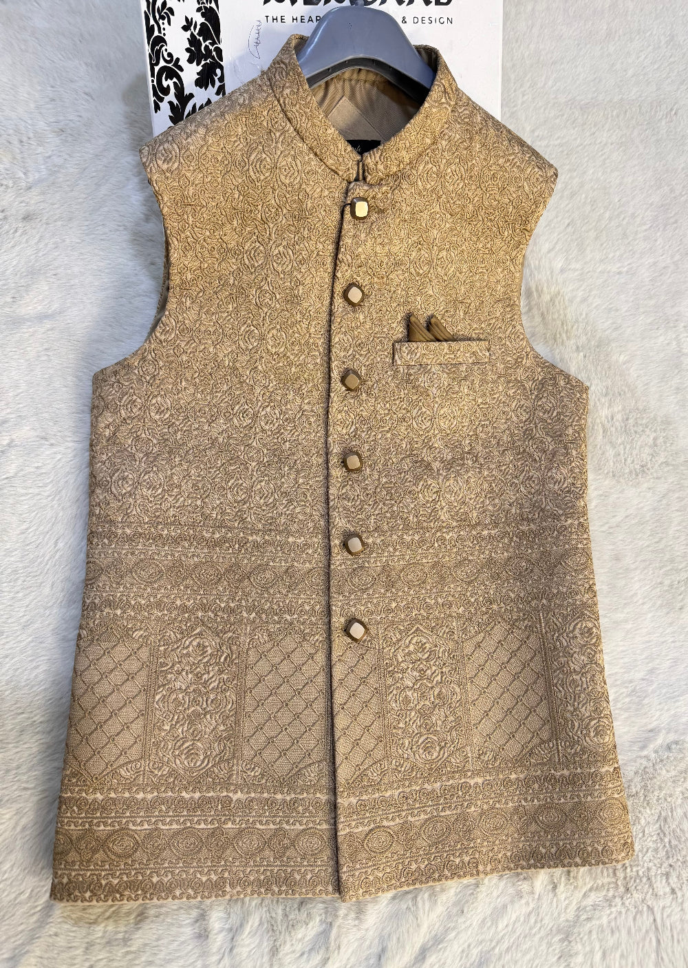 W-1800 Mens Fawn Gold Waist Coat - Memsaab Online