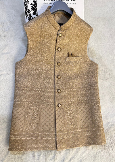 W-1800 Mens Fawn Gold Waist Coat - Memsaab Online