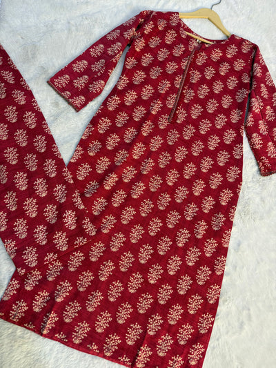 SLMN-12 Readymade Khaddar Co-ord - Memsaab Online