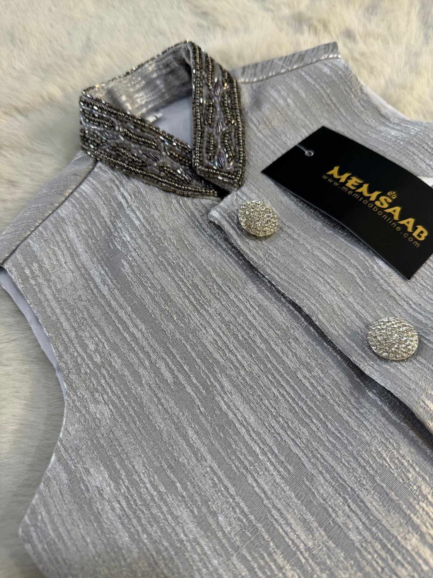AK210 - Grey - Fancy Waistcoat - Father & Son - Memsaab Online