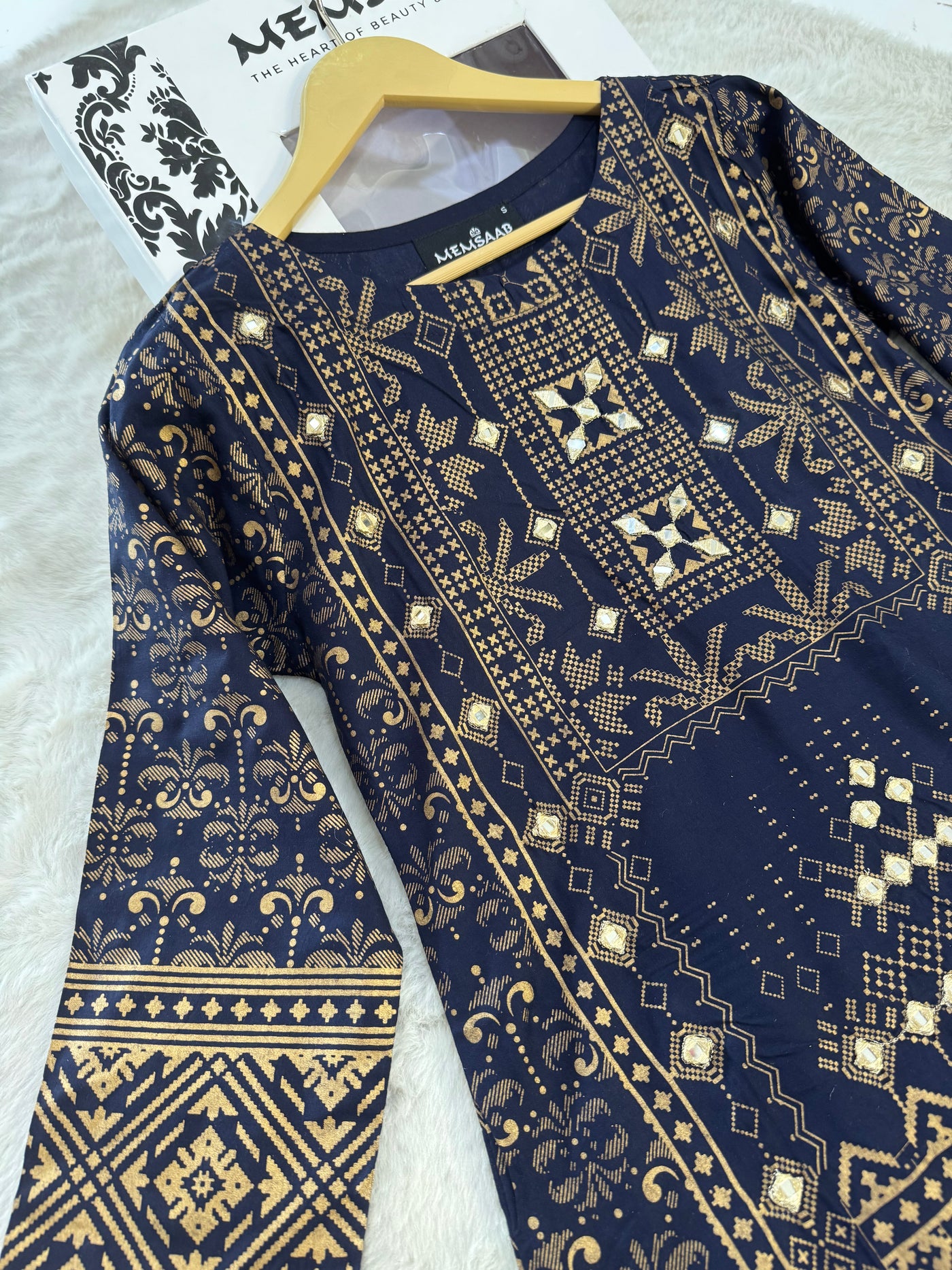 HK106 - Navy - Readymade Linen outfit - Memsaab Online