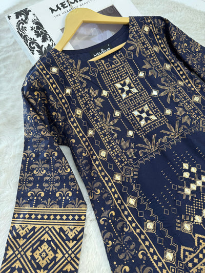 HK106 - Navy - Readymade Linen outfit - Memsaab Online