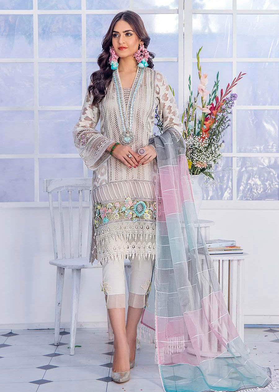 F-129- Cloud Grey - Readymade - Basics by Khuda Baksh Creations 2024 - Memsaab Online