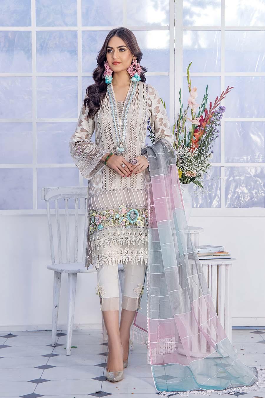 F-129- Cloud Grey - Readymade - Basics by Khuda Baksh Creations 2024 - Memsaab Online