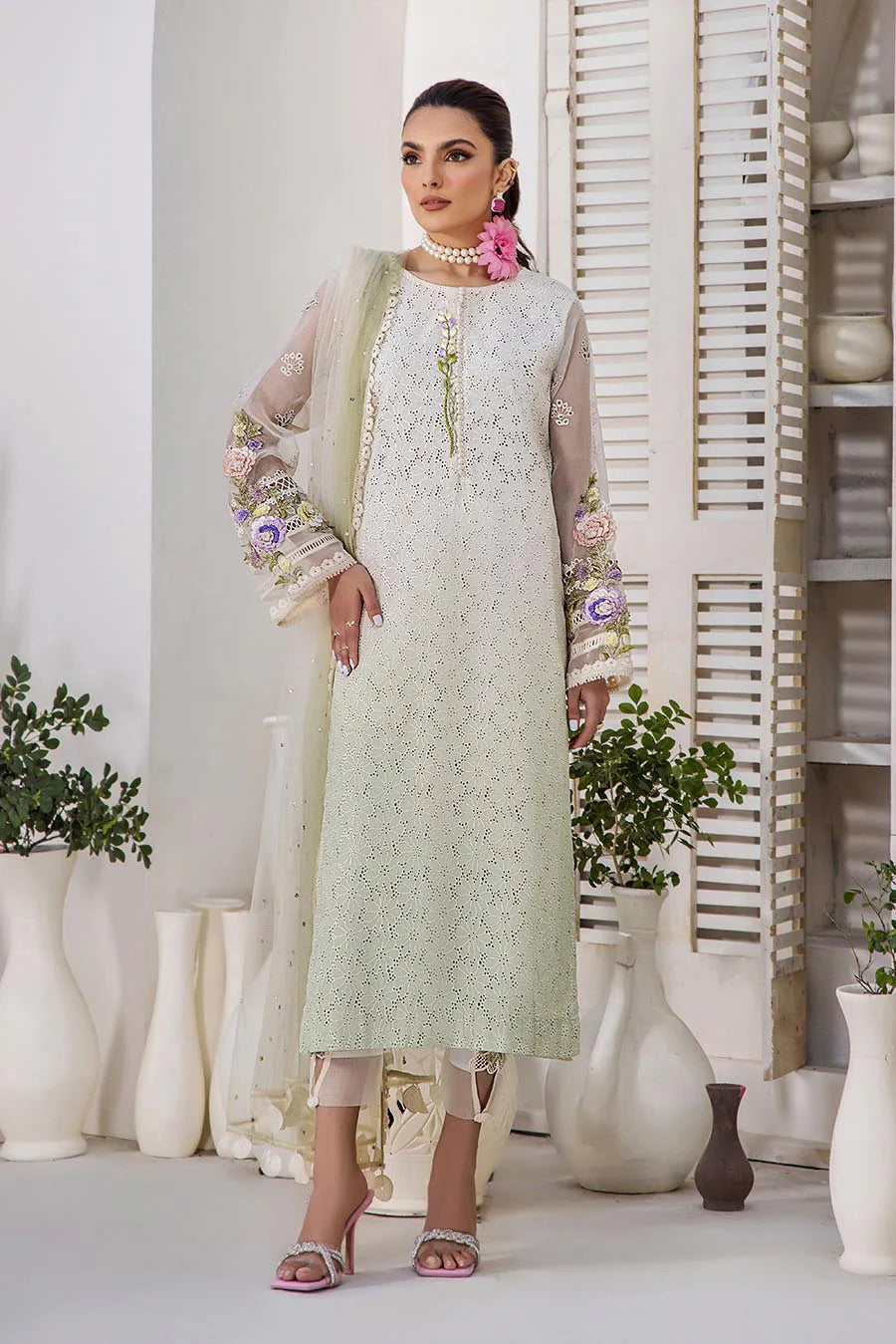 F-136 - Olive Green - Readymade - Khuda Baksh Creations 2024 - Memsaab Online