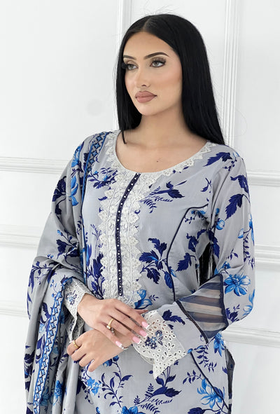 MDNA-25 - Readymade Embroidered LINEN Outfit - Memsaab Online