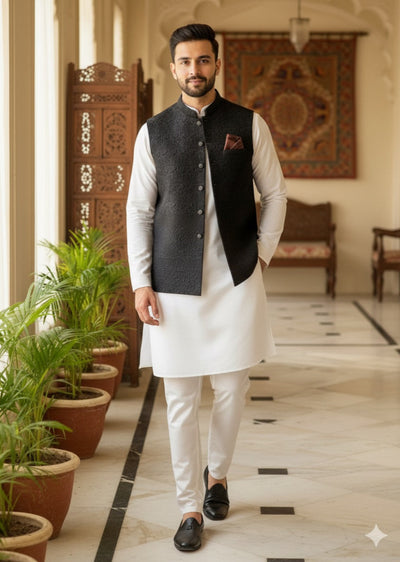 GS-5073 Readymade Elegant Embroidered Waistcoat 2025 - Memsaab Online