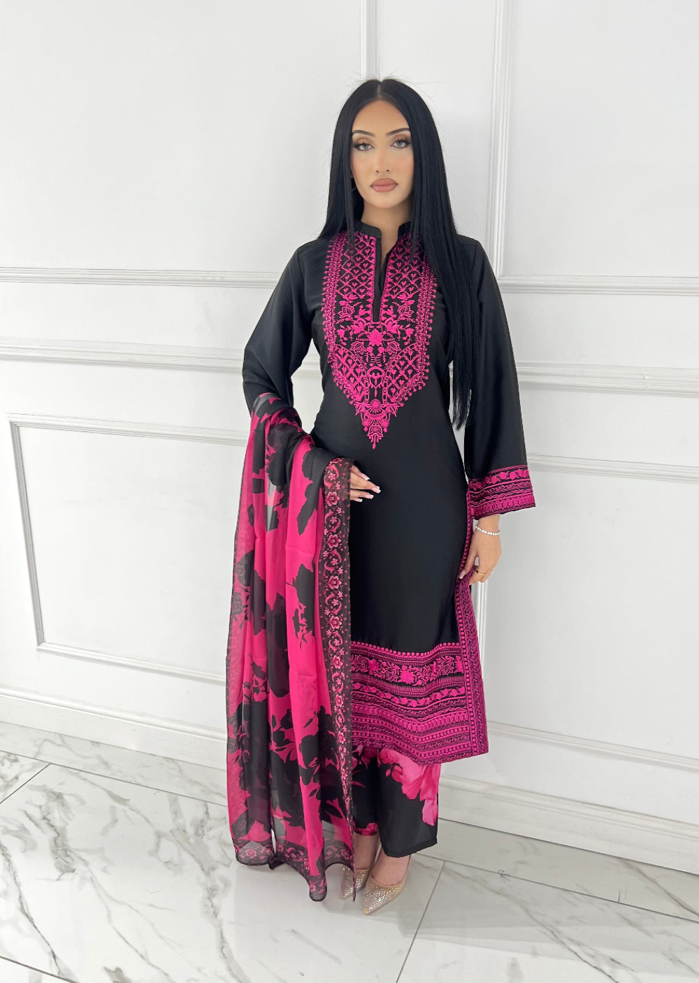 RBY-126-Readymade - Silk 3 Piece Embroidery Suit 2025 - Memsaab Online