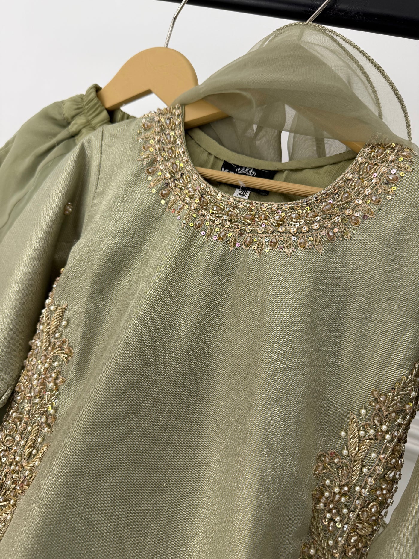 SRB1408 - Saiyaara - Sage Green Sehrish B Designer - Memsaab Online