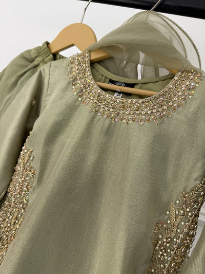 SRB1408 - Saiyaara - Sage Green Sehrish B Designer - Memsaab Online