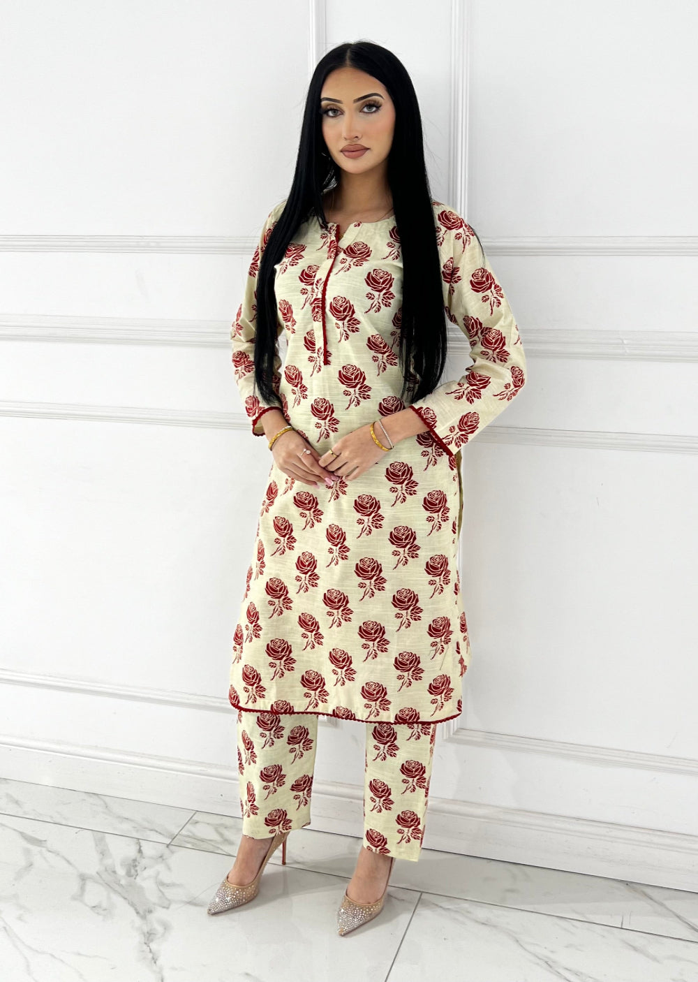 SLMN-41 Readymade Khaddar Co-ord - Memsaab Online
