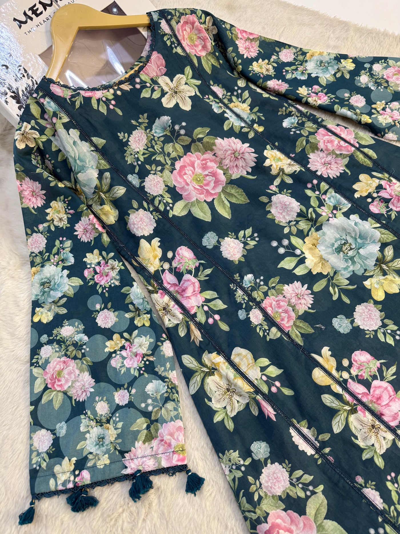 ELFECD-01-B- Azure Fern - Readymade - Elaf Prints Collection 2025 - Memsaab Online