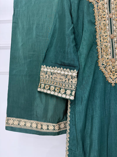 PS-1928 - Green - Readymade Chiffon Suit 2025 - Memsaab Online