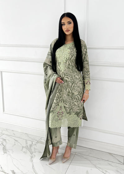 MDNA-27 - Readymade Embroidered Dhanak Outfit - Memsaab Online
