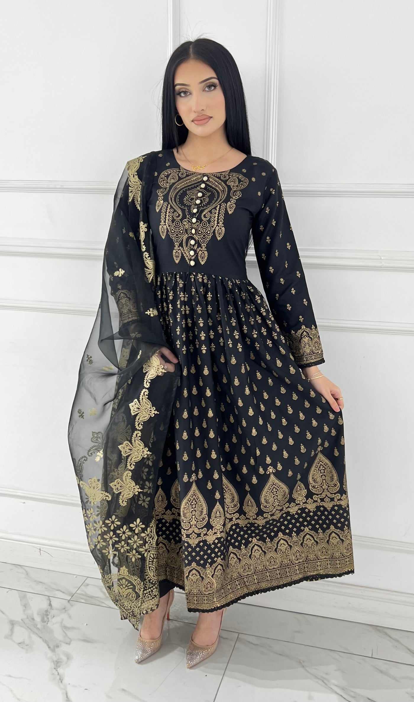 HK245 Gavinchi - Black Readymade Mother & Daughter Dress - Memsaab Online