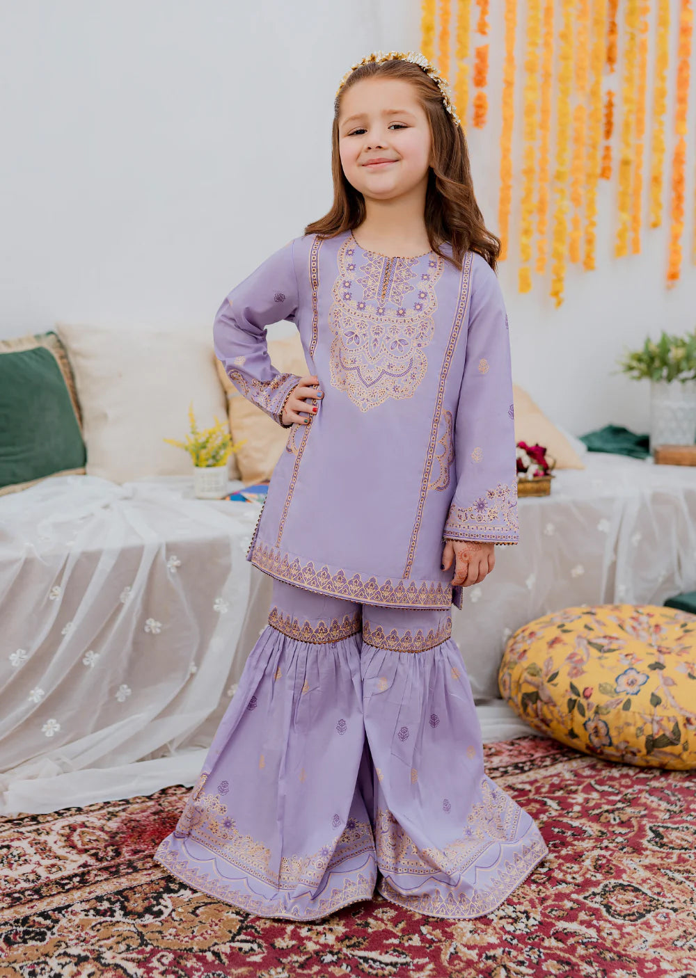 FLUER LILAS - Readymade Kids Suit by Garnet 2024 - Memsaab Online