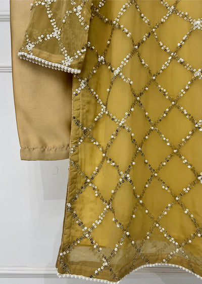 SMR3107 Quratulaine - Gold Chiffon Suit - Memsaab Online