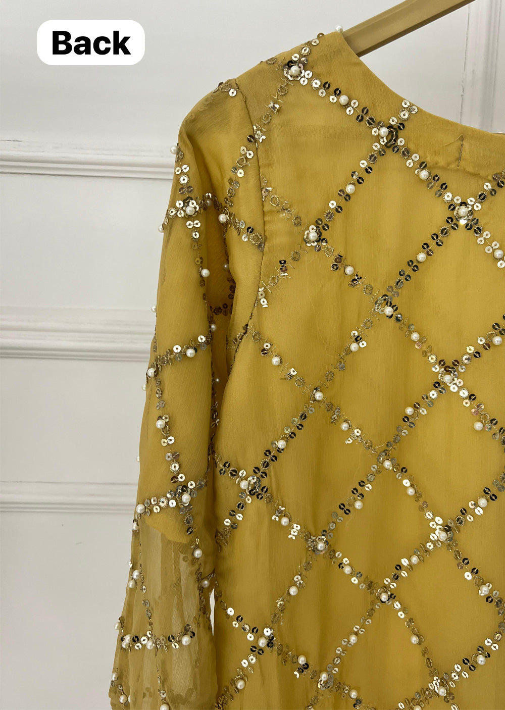 SMR3107 Quratulaine - Gold Chiffon Suit - Memsaab Online