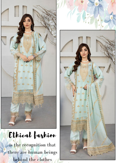 RGZ4020 Readymade Mint Chiffon suit - Memsaab Online